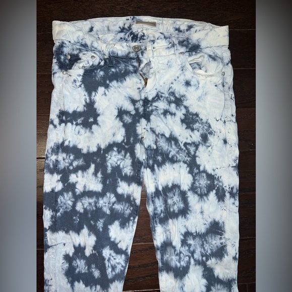 MOTHER The Looker ICEBREAKER Blue & White Tie-Dye Skinny Jeans - Picture 6 of 10
